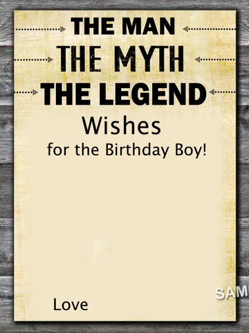 The man The myth The legend Wishes for the birthday boy,Birthday Games for Him,Adult Birthday Games $1.75