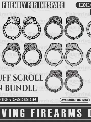Handcuff Scroll Design 7Pcs Bundle Design,handcuff laser engraving,laser cut,laser pattern,laserengraving,handcuff pattern,handcuff design $79.99