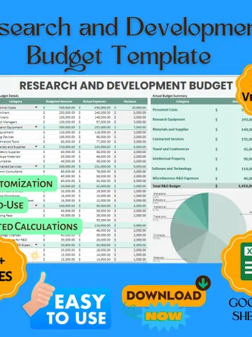Research and Development Budget Template, Google Sheets R&D Planner, Digital Download, Easy-to-Use Project Expense Tracker for Businesses $5.46