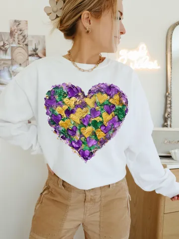 Mardi Gras Heart Brushstroke png, Coquette Bow Mardi Gras Shirt Mardi Beads Louisiana Festival,New Orleans Carnival Heart Brushstroke png $3.62