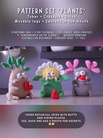 PDF Plush Plant Set – Fleece Toy Patterns (3 in 1) $28.00