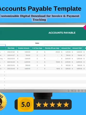Accounts Payable Template | Editable Google Sheets, Customizable Digital Download for Invoice & Payment Tracking $5.46
