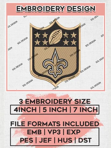 New Orleans Saints Logo Embroidery Designs, NFL Saints, NFL Embroidery Designs, NFL New Orleans Saints Machine Embroidery Design, Digital Download $6.99
