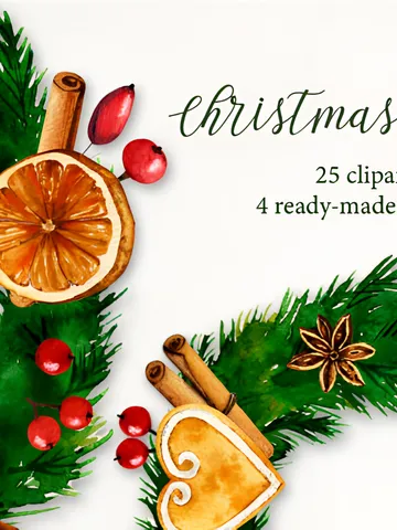 “Christmas wreath” Watercolor Set
