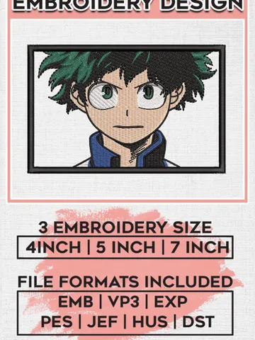 Izuku Midoriya embroidery design, My hero academia embroidery, anime design, embroidery file, Digital download EMB_ANIME_76 $6.99