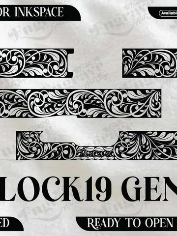 Glock19 Gen3 Scroll Design,lasercut,laserengraving,fiberlaser,engravingfiles,metalart $40.00