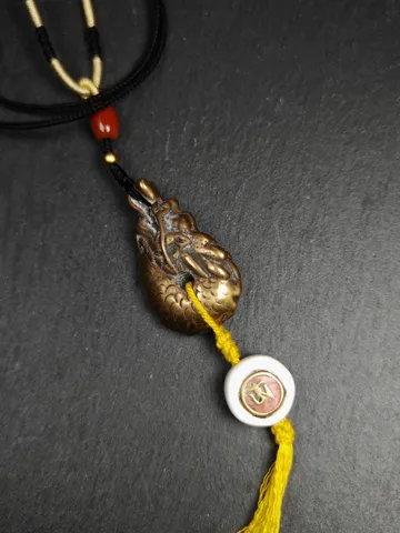Gandhanra Unique Tibetan Buddhist Amulet, Dragon Charm with Conch Shell OM Pendant $129.99