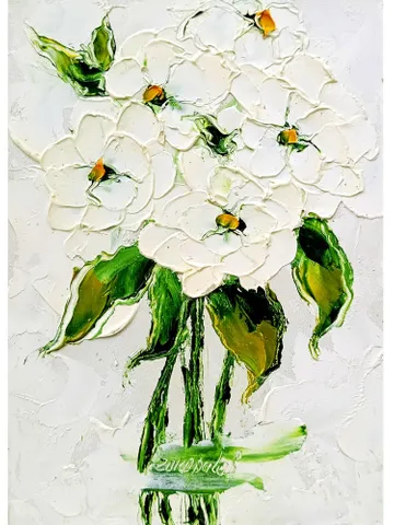 Zinnia Painting Flowers Original Art Meadow Wall Art Decor Gifts for Her by ArtProkopaloSv $50.00