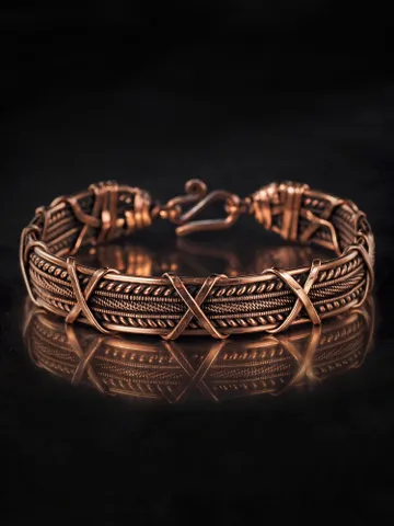 Woven copper wire bracelet Antique style handcrafted copper jewelry Unique gift