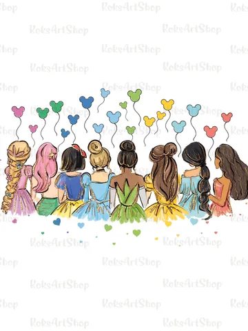 All princess Watercolor Princess PNG, Princess clipart png, Family vacation clipart, Family vacation png, Family trip, All princess design $4.40