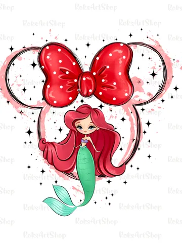 All princess png clipart, watercolor mermaid Ariel clipart, magic kingdom illustration, Princess T-shirt design, tshirt princess design $2.00