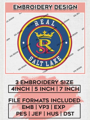 Real Salt Lake Soccer Team Logo Embroidery Design, MLS Real Salt Lake Logo Embroidery Files, Soccer Team Machine Embroidery, Machine Embroidery Design $6.99
