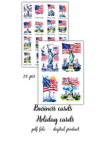 Postcards (business cards) for the US Independence Day, 20 pieces $6.00