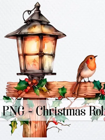 21 Christmas Robin PNG Bundle, Printable Watercolor clipart for sublimation, Digital download, High Resolution, Paper craft, junk journals $2.64