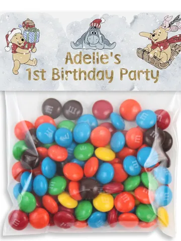 Editable TREAT BAG TOPPER Winnie the Pooh First Birthday Label; Hundred Acre Wood Party; Winnie Pooh Birthday Template Instant xpooh1 $10.45