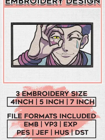 Hisoka face embroidery design, Anime Character Embroidery Files, Hunter x Hunter Machine Embroidery Digital Download EMB_ANIME_223 $6.99