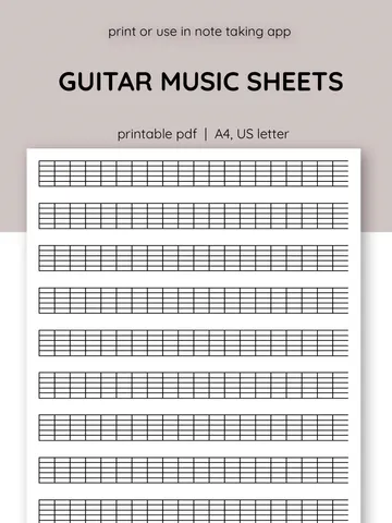 Blank guitar sheet for beginners. Blank guitar fretboard. Blank guitar fingerboard. Guitar diagram. Blank guitar neck diagram. $1.00