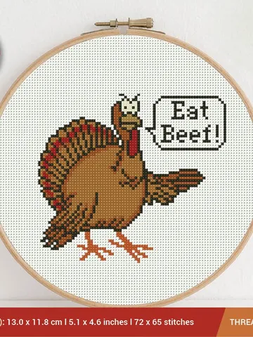 Turkey Chicken Thanksgiving Day Cross stitch pattern Embroidery Pattern | Instant Download | Embroidery Designs Humor Joke $5.37