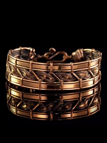 Copper wire wrapped bracelet for woman 7th Anniversary gift