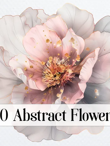 20 Abstract Flowers PNG Clipart, Pink Grey Flowers, Printable Watercolor clipart, Abstract Flowers sublimation, Paper craft, junk journal $2.64