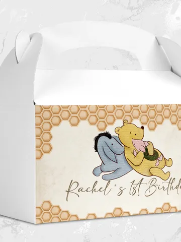 Gable Box Winnie the Pooh; Winnie the Pooh 1st Birthday; Printable Gable Box Label; Winnie the Pooh Party Decoration; hc12 $10.45