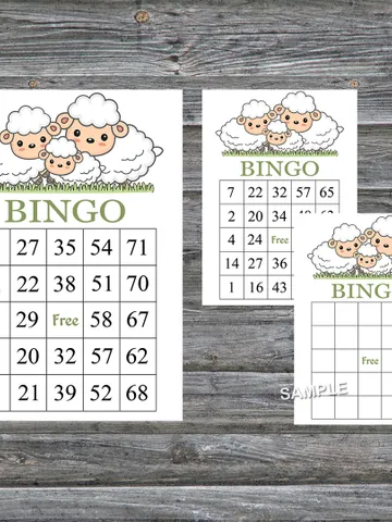 Cute lamb bingo cards,Cute lamb bingo game,Little lamb printable bingo cards,60 Bingo Cards,INSTANT DOWNLOAD--307 $3.95