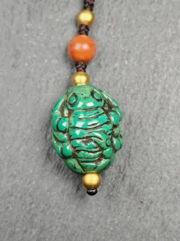 Scorpion Dharma Protector - Authentic Tibetan Turquoise Amulet - Protective Charm - Decades Old - 23×19mm