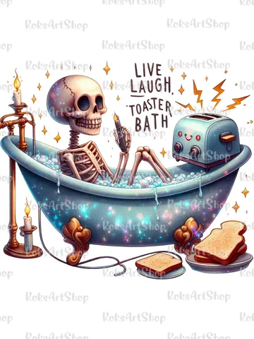 Live Laugh Toaster Bath PNG, Grim Reaper Clipart, Snarky Skeleton, Funny Skeleton Sublimation Design, Tshirt Design, Spooky Digital $1.50