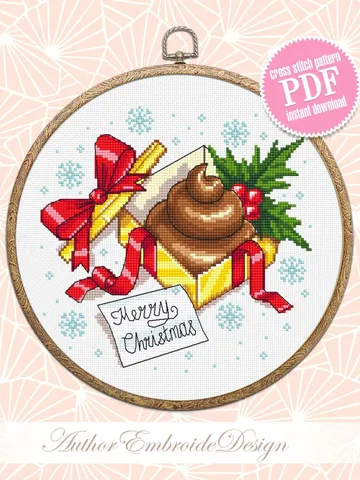 Funny Christmas present cross stitch pattern PDF download Poop cross stitch chart, Christmas pattern digital PDF, Merry Christmas sign #N111 $4.50