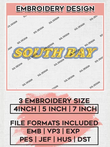 South Bay NBA Basketball Team Word Logo Embroidery Designs, NBA G League Team Embroidery Files, Basketball Machine Embroidery Designs, NBA South Bay Lakers Team Logo, Sport Machine Embroidery Design, Digital Download $5.99