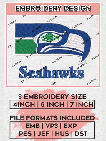NFL Seattle Seahawks Logo Embroidery Designs, NFL Seahawks Embroidery Designs, NFL Embroidery Designs, NFL Seattle Seahawks Machine Embroidery Design, Digital Download $6.99