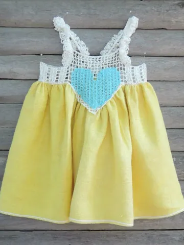 Handmade baby yellow dress, Heart sundress, yellow baby dress, toddler yellow dress, girl linen dress, Princess Party dress $140.00