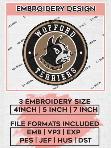 NCAA Wofford Terriers Hornets Round Logo Embroidery, NCAA Wofford Terriers Hornets Logo Embroidery files, NCAA Teams, Machine embroidery designs, Digital Download