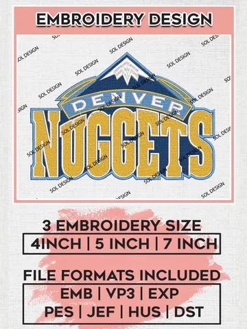 NBA Denver Nuggets Machine Embroidery Designs, Denver Nuggets Embroidery Design Files, NBA Logo Machine Embroidery, NBA Embroidery Design, Digital Download