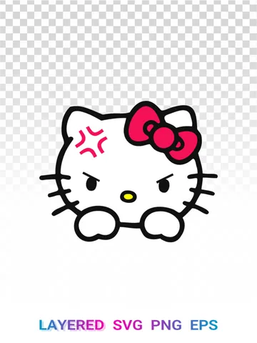 Hello Kitty Angry SVG PNG Transparent, Mad Sanrio 😠 $1.99
