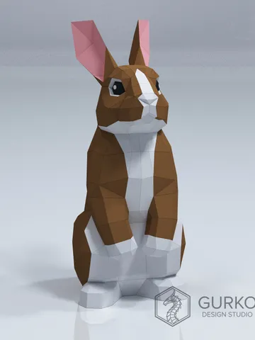 Standing Rabbit Papercraft, Hare, Digital Template, PDF Download, Gurko, 3D Low Poly, Pepakura, DIY Origami Sculpture, Paper Decor, DIY Gift $18.00