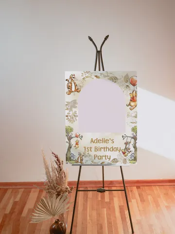PhotoFrame Winnie the Pooh Birthday Party; Winnie Pooh 1st Birthday Editable Photo frame Banner Birthday Party Decoration Winnie poom88 $11.62