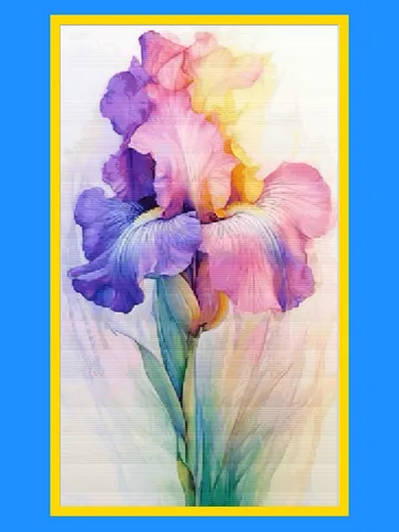 Pattern of the painting Iris watercolor cross stitch