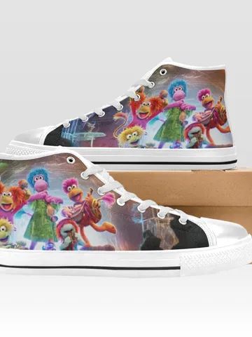 Fraggle Rock Shoes, High-Top Sneakers, Handmade Footwear $59.97