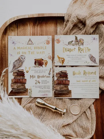 DIY Wizarding World Baby Shower Set; Magic School Baby Shower Template; School of Wizard Baby Shower invitation template; wh1 $22.95