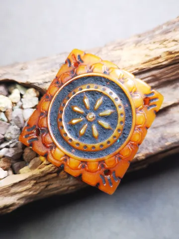 Gandhanra Yak Bone Carved Mandala Amulet Badge, Tibetan Buddhist Prayer Wheel Pendant,Dharma Chakra $69.99