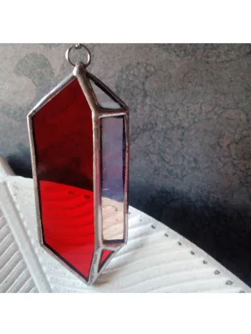 Glass crystal, semi precious stone imitation, simple stained glass, red stained glass, Minimalist necklace $25.00