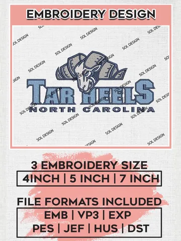 NCAA North Carolina Tar Heels Wordmark Logo Machine Embroidery Design, NCAA North Carolina Tar Heels Team Design Design files, NCAA Team Embroidery Designs, NCAA Machine Embroidery Designs, Digital Download