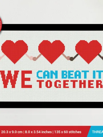 We can beat it together Cross stitch pattern | Embroidery Pattern | Instant Download | Embroidery Designs $4.14