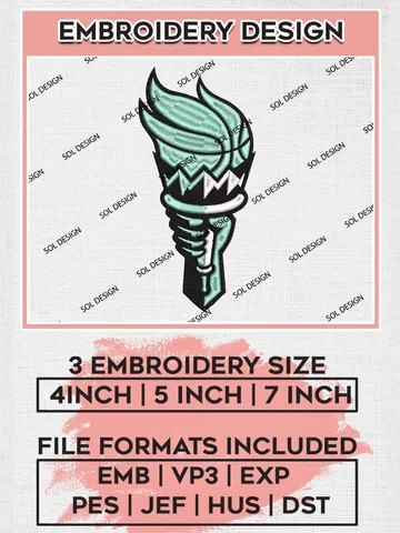 WNBA New York Liberty Logo Embroidery Files, WNBA New York Team Embroidery Designs, Basketball Teams, 3 sizes, Machine embroidery designs, Digital Download $6.99
