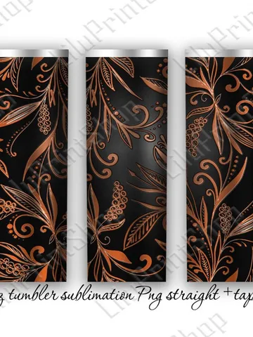 Tooled leather tumbler designs sublimation png Floral tumbler wrap PNG for 20oz skinny straight & tapered tumbler / Instant download $2.98