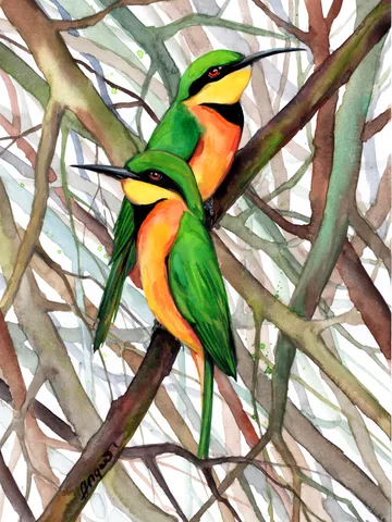 Bee-Eater Original watercolor, bird painting, wall decor, birds lover gift, 8x11 in handmade art by Anne Gorywine $52.00