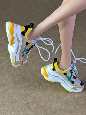 Beige, Green & Yellow sneakers for 11 inch female dolls (MH g1, g2, g3 or EAH) $35.00