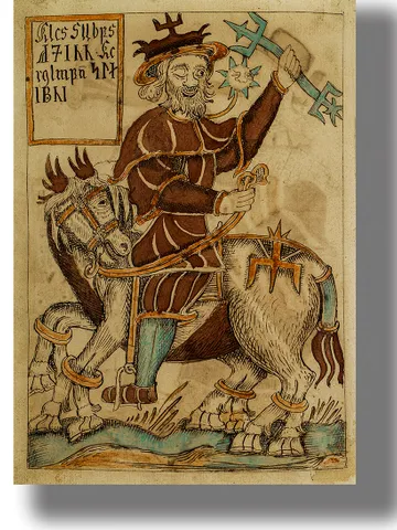 Scandinavian god Odin riding on the eight-legged horse Sleipnir. $21.00