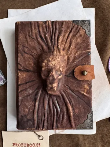 Leather Grimoire, Book of Shadows, Leather Skull Notebook